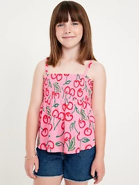 Printed Smocked Jacquard-Knit Cami Top for Girls