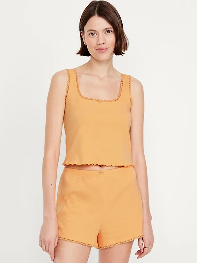Rib Cropped Pajama Tank Top