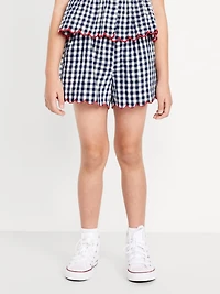 Printed Double-Weave Scallop-Trim Shorts for Girls