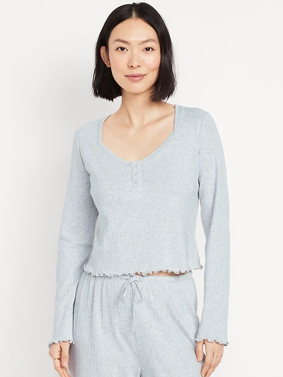 Long-Sleeve Rib Pajama Top