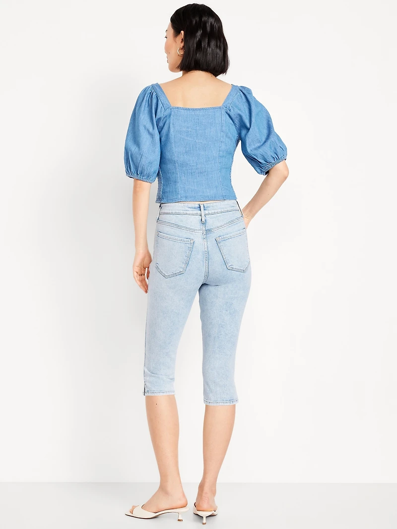 High-Waisted Rockstar Slim Capri Jeans