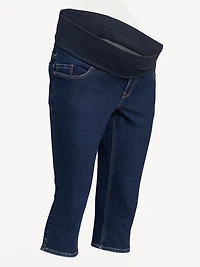 Maternity Rollover-Panel Slim Capri Jeans