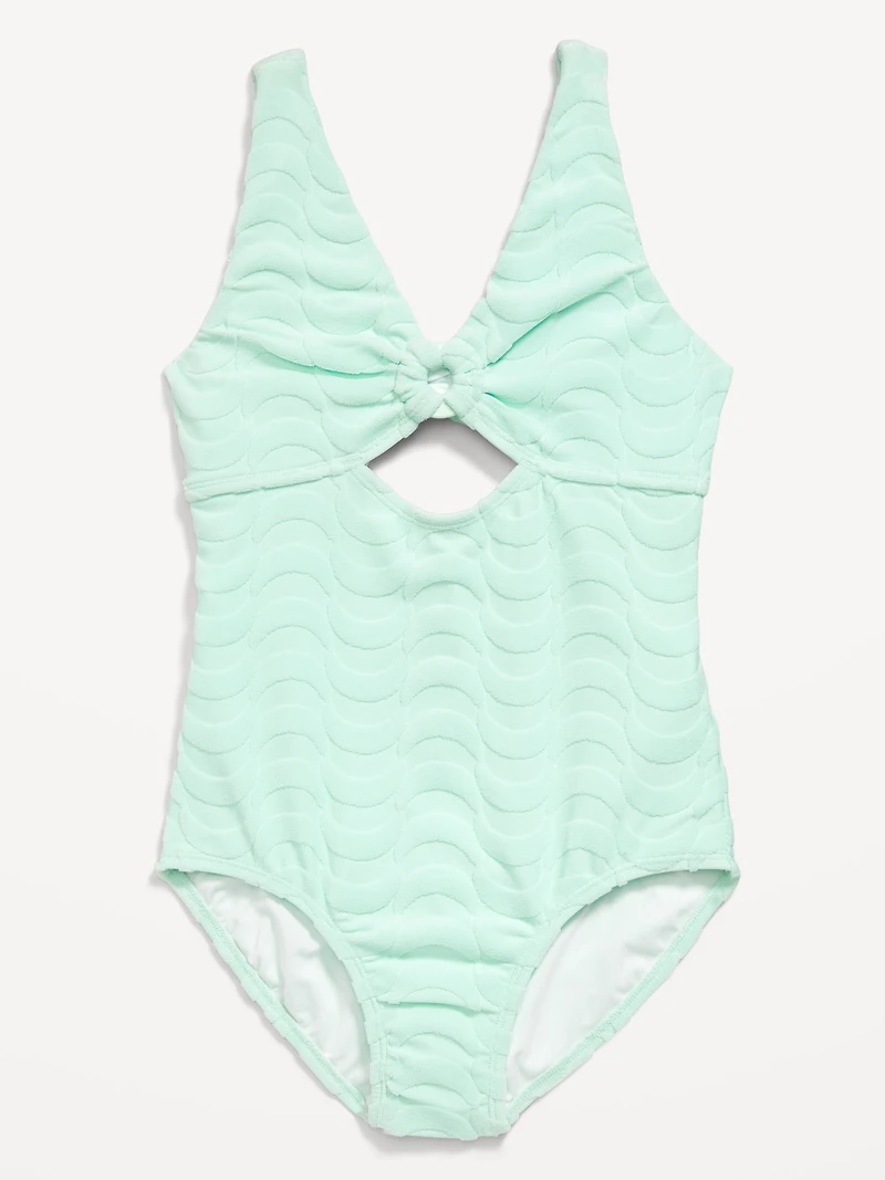 Textured Cutout One-Piece Swimsuit for Girls