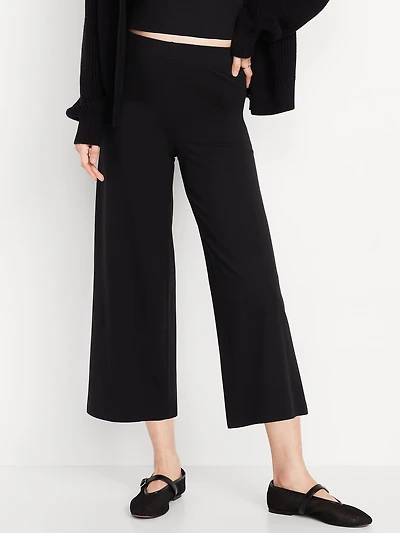 High-Waisted Fashion Wide-Leg Cropped Leggings