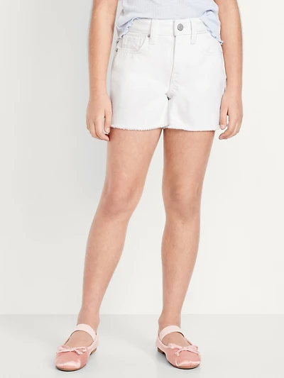 High-Waisted Frayed-Hem Jean Shorts for Girls