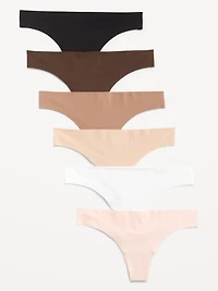 Low-Rise No-Show Thong Underwear 6-Pack