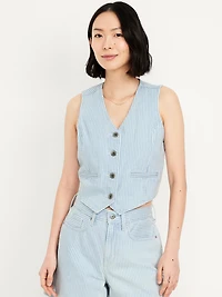 Button-Front Jean Vest