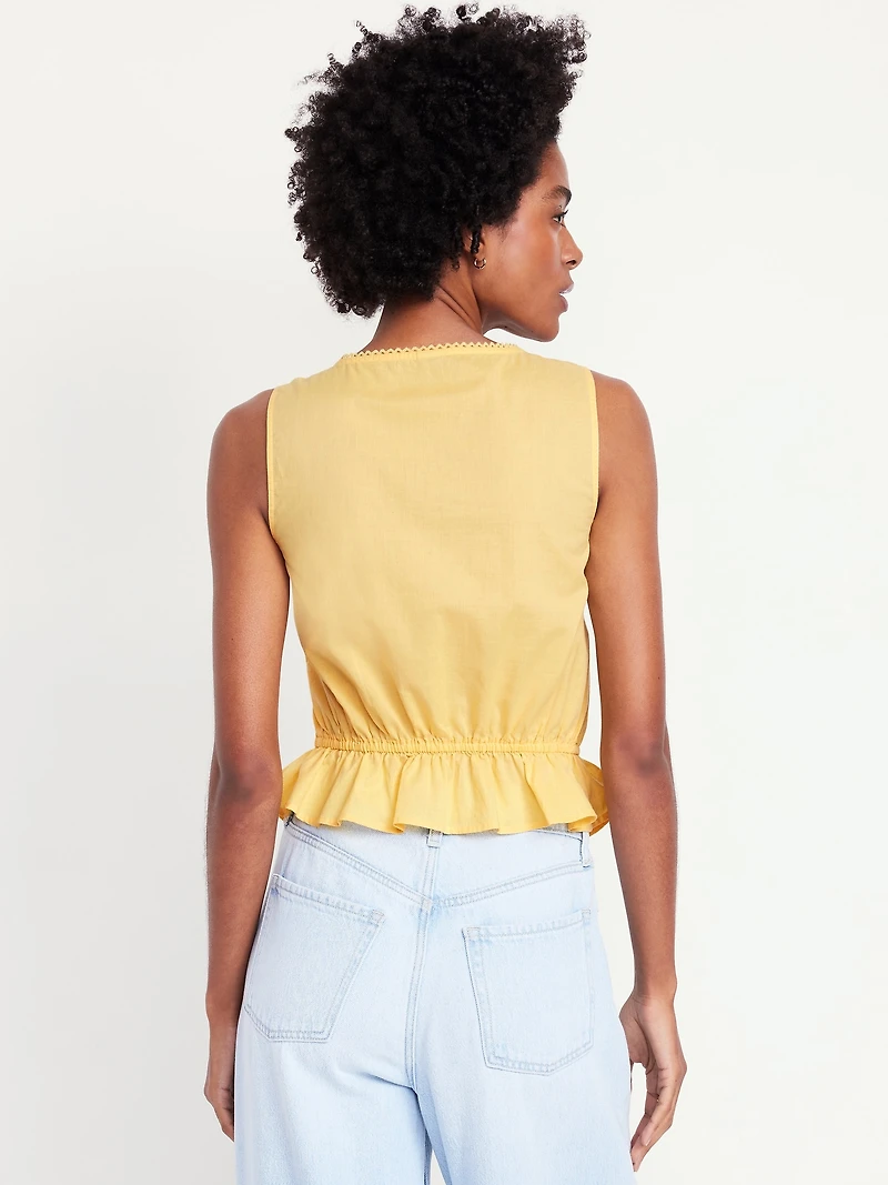 Tie-Waist Lace-Trim Top