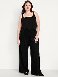 High-Waisted Linen-Blend Super Wide-Leg Pants
