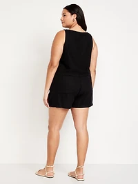 High-Waisted Linen-Blend Shorts - 3.5-inch inseam