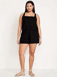 High-Waisted Linen-Blend Shorts - 3.5-inch inseam