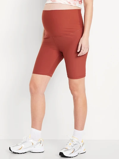 Maternity Full Panel PowerSoft Biker Shorts - 8-inch inseam