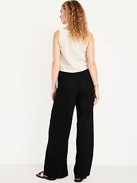 High-Waisted Linen-Blend Super Wide-Leg Pants