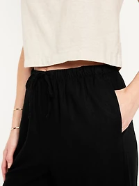 High-Waisted Linen-Blend Super Wide-Leg Pants