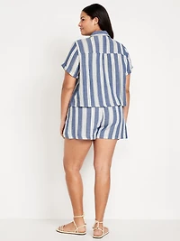 High-Waisted Crinkle Gauze Shorts - 4-inch inseam