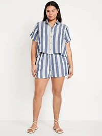 High-Waisted Crinkle Gauze Shorts - 4-inch inseam