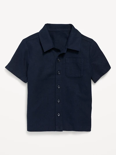 Linen-Blend Pocket Shirt for Toddler Boys