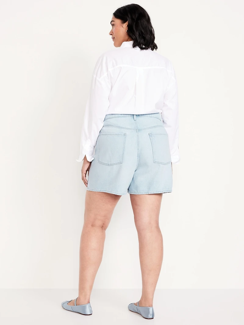 High-Waisted Baggy Jean Shorts - 5-inch inseam