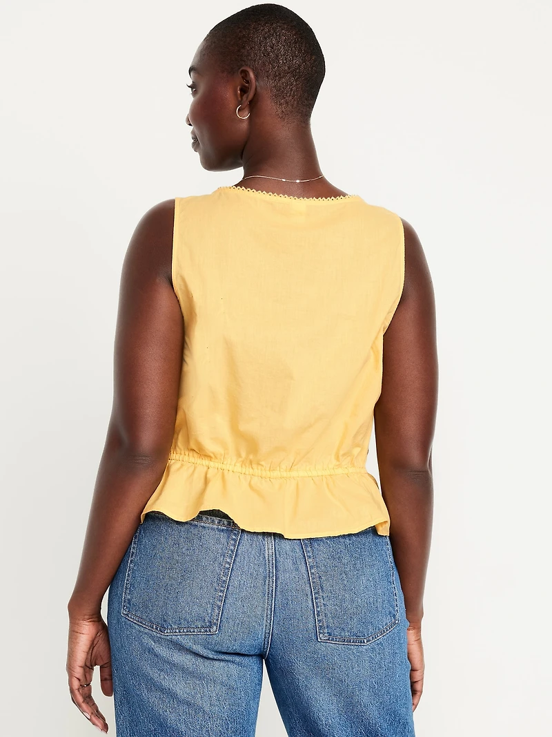 Tie-Waist Lace-Trim Top