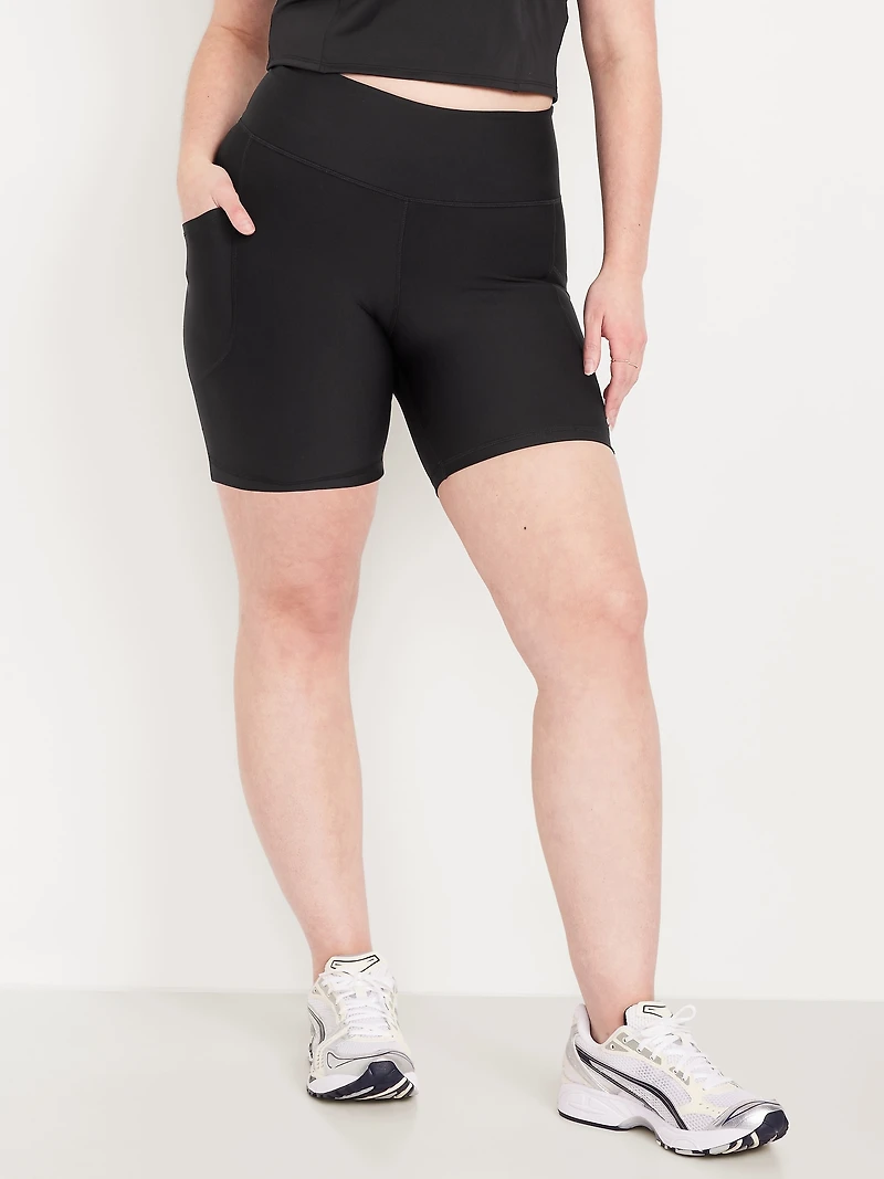 High-Waisted PowerSoft Pocket Biker Shorts - 6-inch inseam
