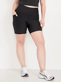 High-Waisted PowerSoft Pocket Biker Shorts - 6-inch inseam