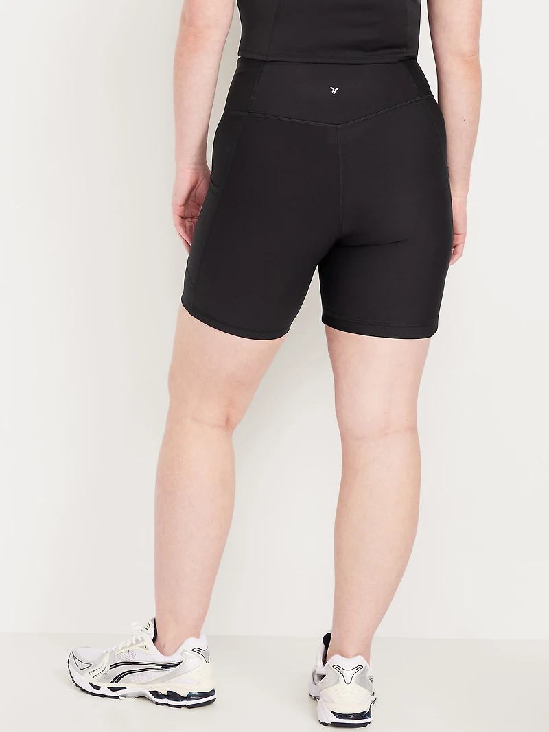 High-Waisted PowerSoft Pocket Biker Shorts - 6-inch inseam