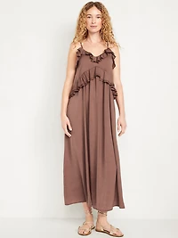 Ruffled Satin Maxi Dress