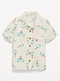 Printed Short-Sleeve Poplin Pocket Shirt for Toddler Boys