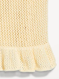 Sleeveless Open-Stitch Peplum Sweater
