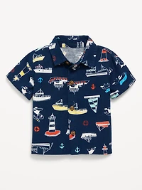 Printed Short-Sleeve Linen-Blend Shirt for Baby