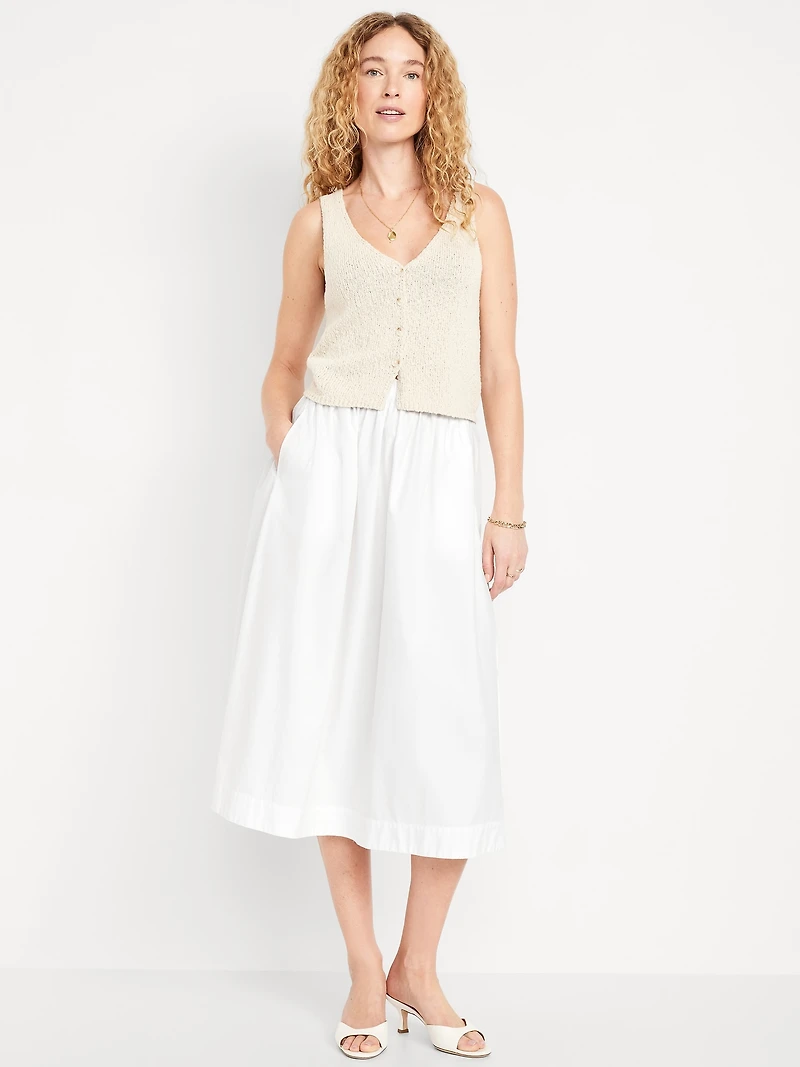 High-Waisted A-Line Midi Skirt