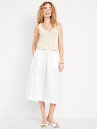 High-Waisted A-Line Midi Skirt