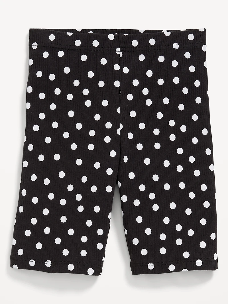 Printed Long Ribbed Biker Shorts for Girls