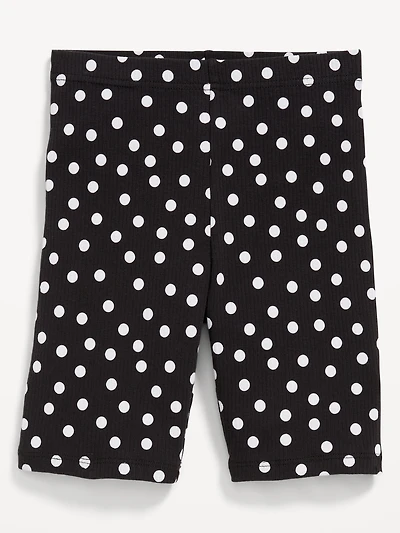 Printed Long Ribbed Biker Shorts for Girls