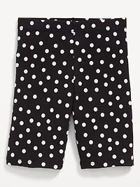 Printed Long Ribbed Biker Shorts for Girls