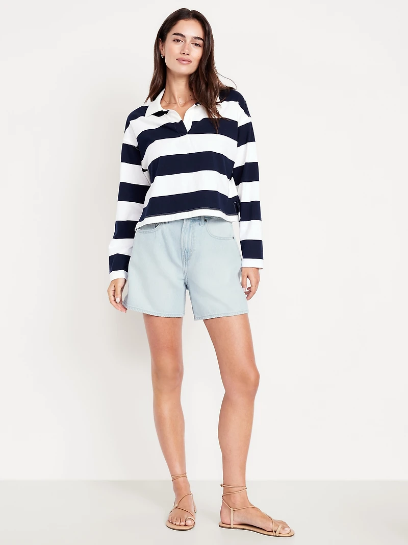 High-Waisted Baggy Jean Shorts -- 5-inch inseam