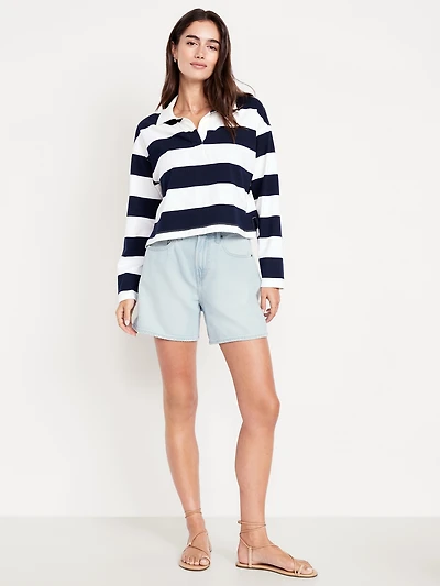 High-Waisted Baggy Jean Shorts -- 5-inch inseam