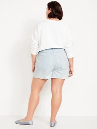 High-Waisted Striped Baggy Shorts -- 5-inch inseam