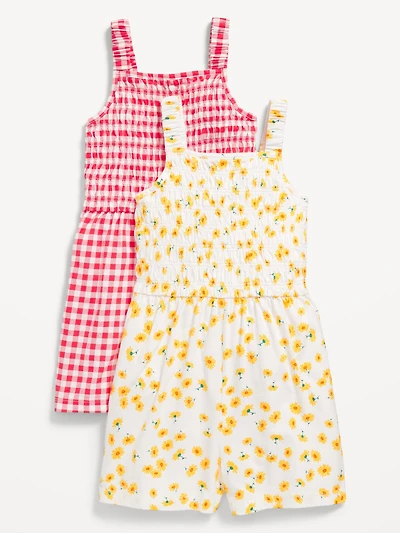 Sleeveless Smocked Romper 2-Pack for Girls