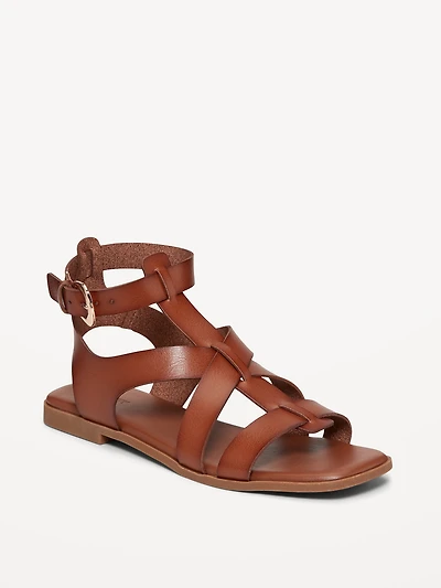 Faux-Leather Gladiator Sandals for Women