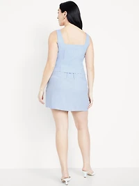 High-Waisted Linen-Blend Mini Skirt