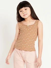 Printed Fitted Ribbed Tank Top for Girls