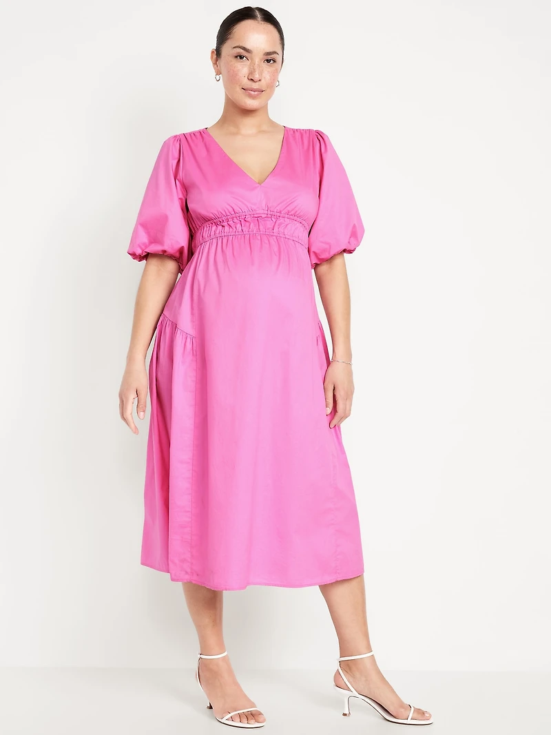 Maternity Waist-Defined Midi Dress