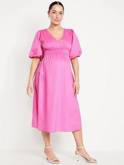 Maternity Waist-Defined Midi Dress