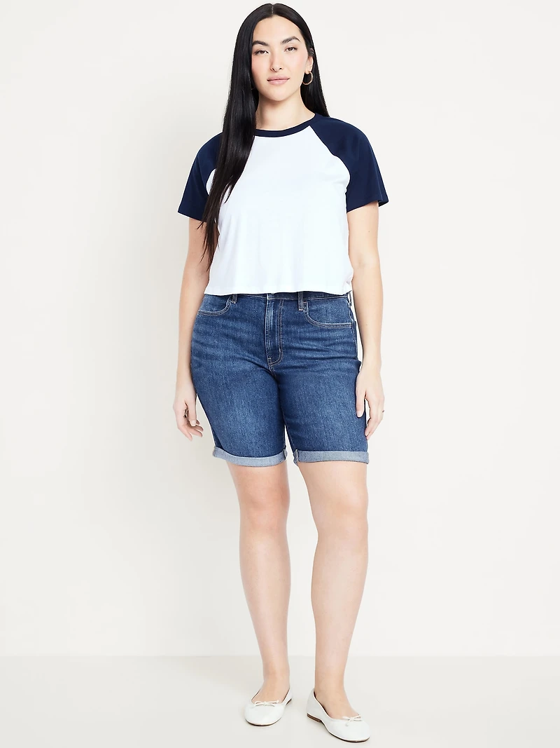High-Waisted Wow Jean Shorts -- 9-inch inseam