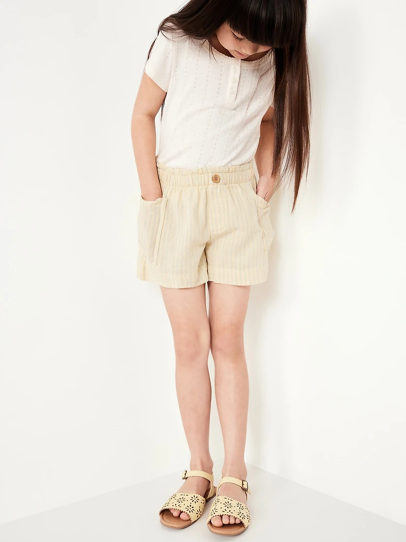 Printed Linen-Blend Utility Shorts for Girls