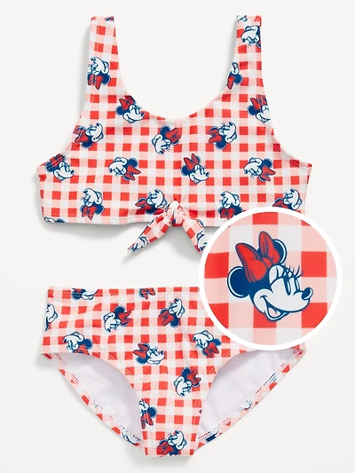 Licensed Graphic Tie-Front Bikini Swim Set for Girls
