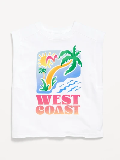 Sleeveless Muscle Graphic T-Shirt for Girls