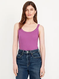 90s Ribbed Lace-Trim Tank