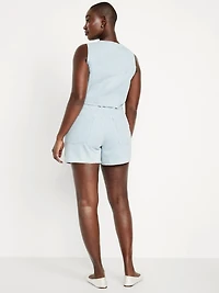 High-Waisted Striped Baggy Shorts -- 5-inch inseam